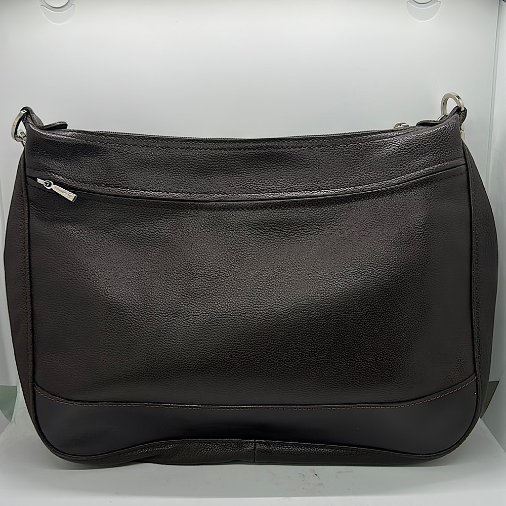 Longchamp Luxurious Dark Brown Pebbled Leather Hobo Bag Purse πΊπΊ - Picture 2 of 9
